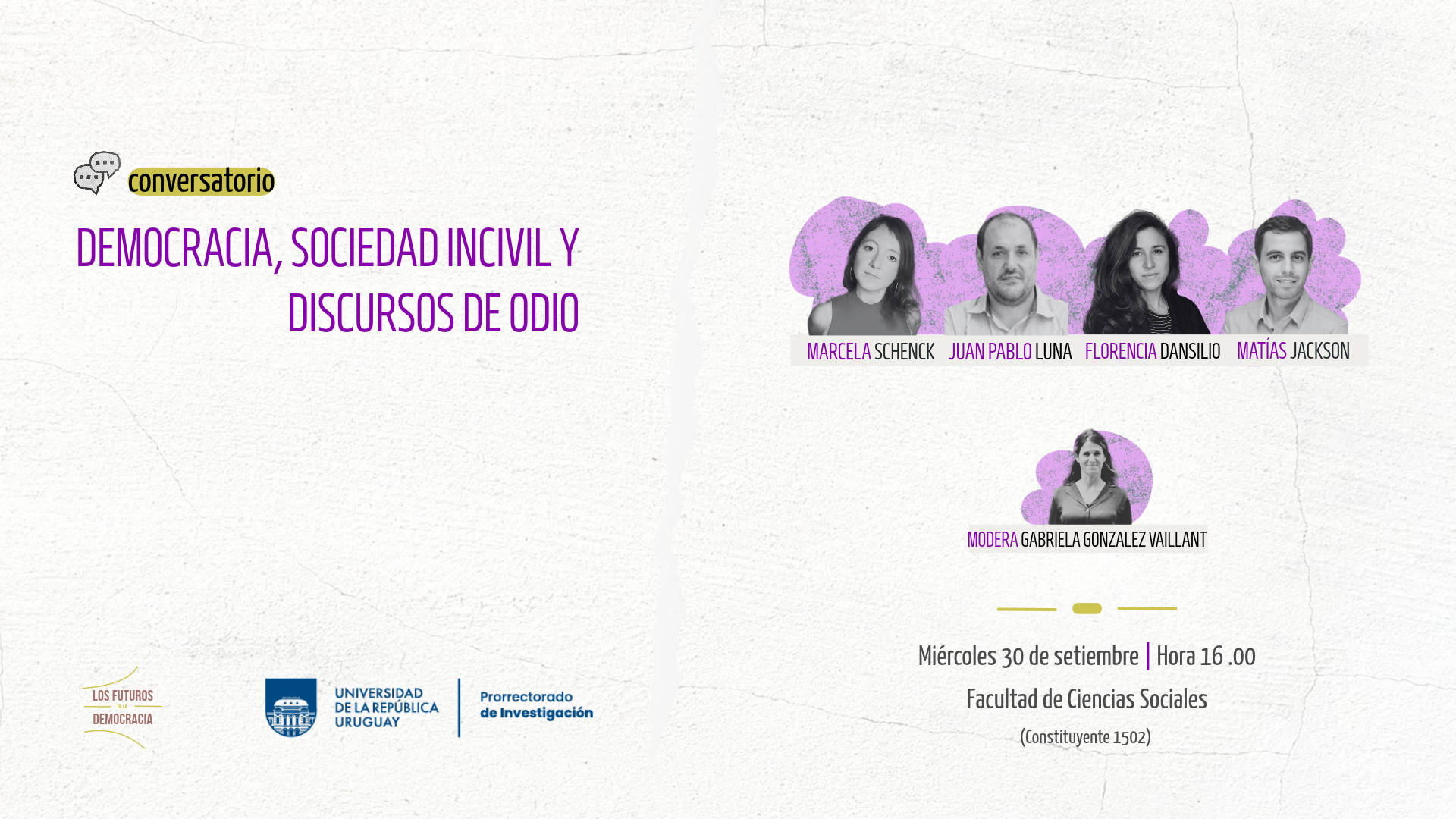 Conversatorio «Democracia, sociedad incivil y discursos de odio»